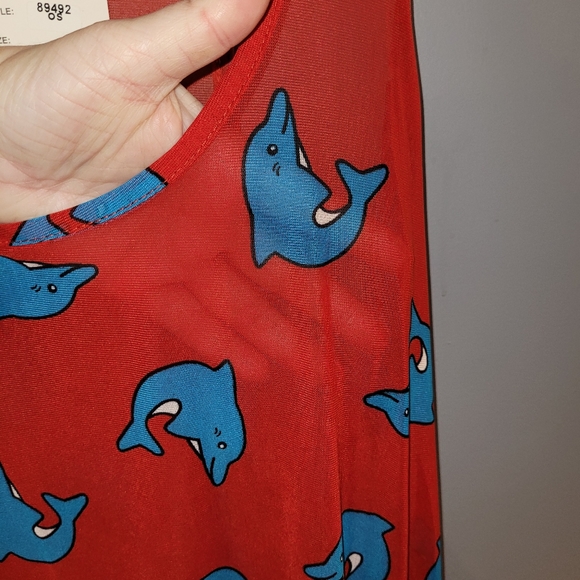 New! SWIMSUIT COVERUP 🐬 Dolphin Print Sheer Tank - Picture 11 of 11